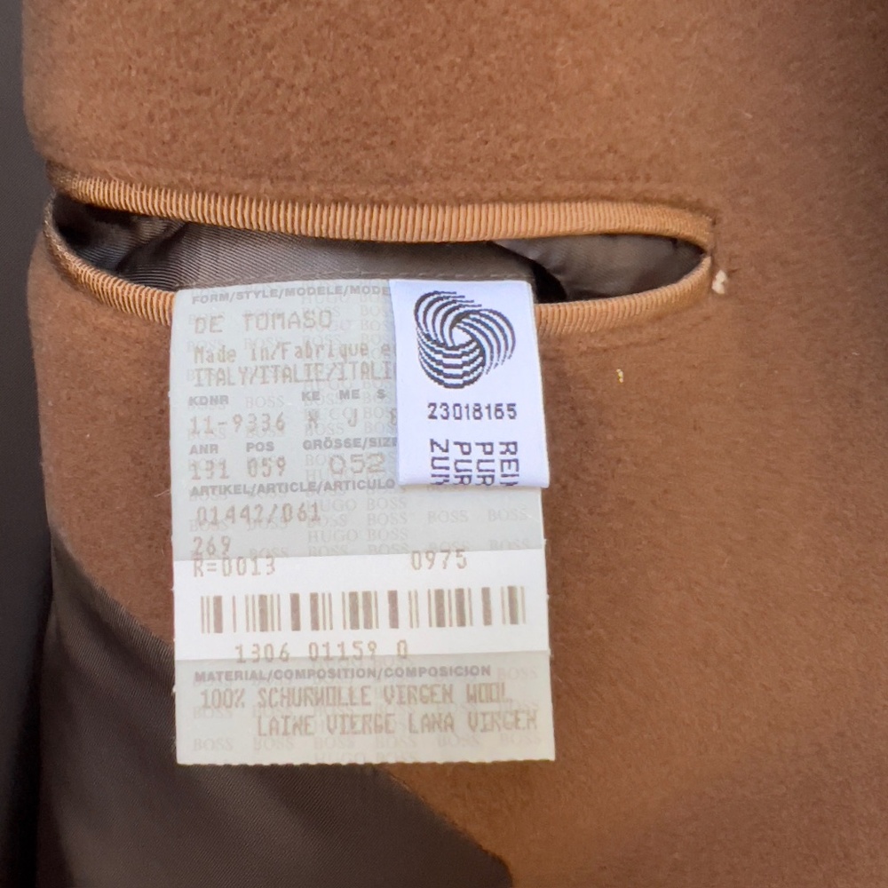 Hugo Boss De Tomaso Vintage Brown Wool Over Coat, Made in Italy, Size 42R - Picture 11 of 16